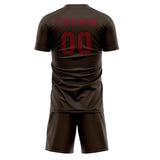 Custom Brown Crimson Red Soccer Set