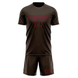 Custom Brown Crimson Red Soccer Set