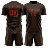 Custom Brown Coral Red Soccer Set