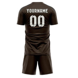 Custom Brown White Soccer Set