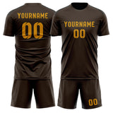 Custom Brown Yellow Soccer Set