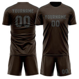 Custom Brown Dark Grey Soccer Set