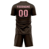 Custom Brown Light Pink Soccer Set