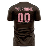 Custom Brown Light Pink Soccer Jersey