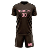 Custom Brown Light Pink Soccer Set