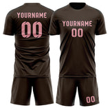Custom Brown Light Pink Soccer Set