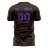 Custom Brown Light Purple Soccer Jersey