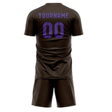 Custom Brown Light Purple Soccer Set