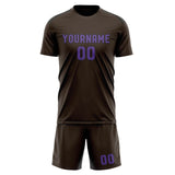 Custom Brown Light Purple Soccer Set