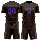 Custom Brown Light Purple Soccer Set