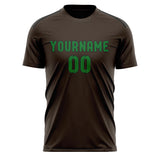 Custom Brown Emerald Green Soccer Jersey