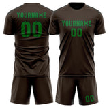 Custom Brown Emerald Green Soccer Set
