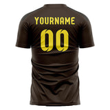 Custom Brown Light Yellow Soccer Jersey