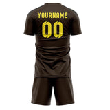 Custom Brown Light Yellow Soccer Set