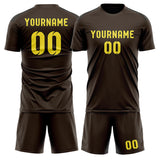 Custom Brown Light Yellow Soccer Set