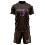 Custom Brown Purple Soccer Set