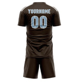 Custom Brown Light Blue Soccer Set