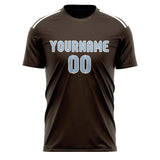 Custom Brown Light Blue Soccer Jersey