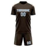 Custom Brown Light Blue Soccer Set