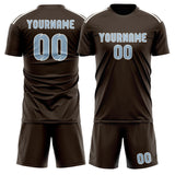 Custom Brown Light Blue Soccer Set