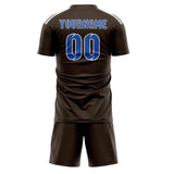 Custom Brown Sky Blue Soccer Set