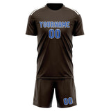 Custom Brown Sky Blue Soccer Set