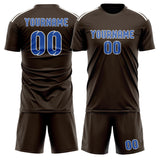 Custom Brown Sky Blue Soccer Set