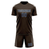 Custom Brown Blue Soccer Set