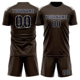 Custom Brown Navy Soccer Set