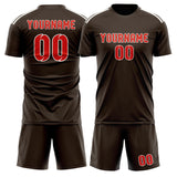 Custom Brown Orange Red Soccer Set