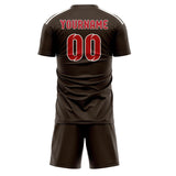 Custom Brown Red Soccer Set