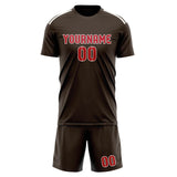 Custom Brown Red Soccer Set