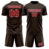 Custom Brown Red Soccer Set