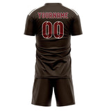 Custom Brown Crimson Red Soccer Set