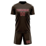 Custom Brown Crimson Red Soccer Set