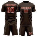 Custom Brown Coral Red Soccer Set