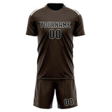 Custom Brown Black Soccer Set