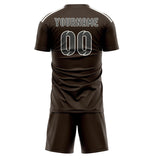 Custom Brown Dark Grey Soccer Set