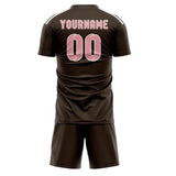 Custom Brown Light Pink Soccer Set