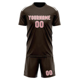 Custom Brown Light Pink Soccer Set