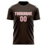 Custom Brown Light Pink Soccer Jersey