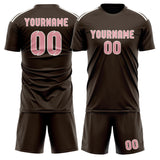 Custom Brown Light Pink Soccer Set