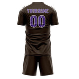 Custom Brown Light Purple Soccer Set