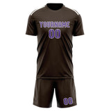 Custom Brown Light Purple Soccer Set