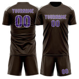 Custom Brown Light Purple Soccer Set