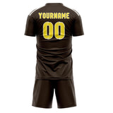 Custom Brown Light Yellow Soccer Set