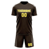 Custom Brown Light Yellow Soccer Set