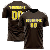 Custom Brown Light Yellow Soccer Jersey