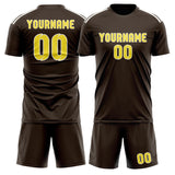 Custom Brown Light Yellow Soccer Set