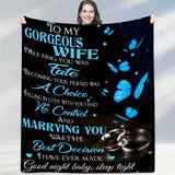 Blanket for Wife Gifts - To My Gorgeous Wife The Best Decision I Have Ever Made - From Husband, Anniversary Birthday Christmas, Romantic Inspirational